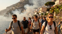 Tourists Evacuate As Massive Wildfire Burns Near Amalfi Coast Hot Spot